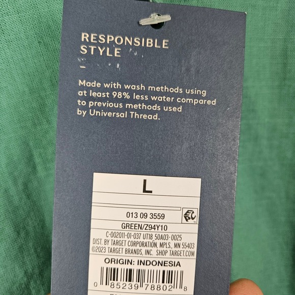 NEW Universal Thread Long Sleeve Mini Shirt Dress‎ L Light Green Button DownNWT - Picture 10 of 11